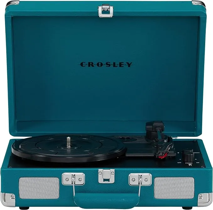 Crosley CR8005F-TE Cruiser Plus Vintage 3-Speed Bluetooth in/Out Suitcase Vinyl Record Player Turntable, Taupe