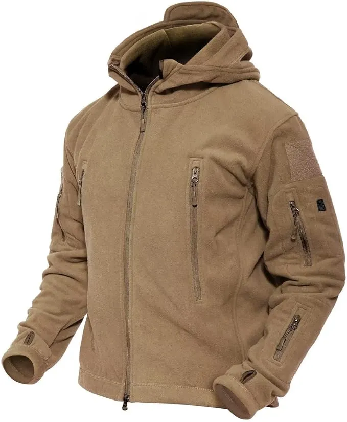 MAGCOMSEN Men's Hoodie Fleece Jacket 6 Zip-Pockets Warm Winter Jacket Military Tactical Jacket