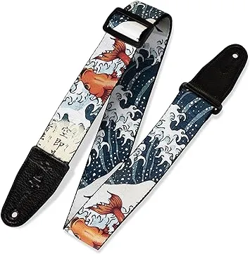 Levy's Leathers 2" Wide Polyester Guitar Strap with Genuine Leather Ends; Koi Fish Motif (MPD2-016)