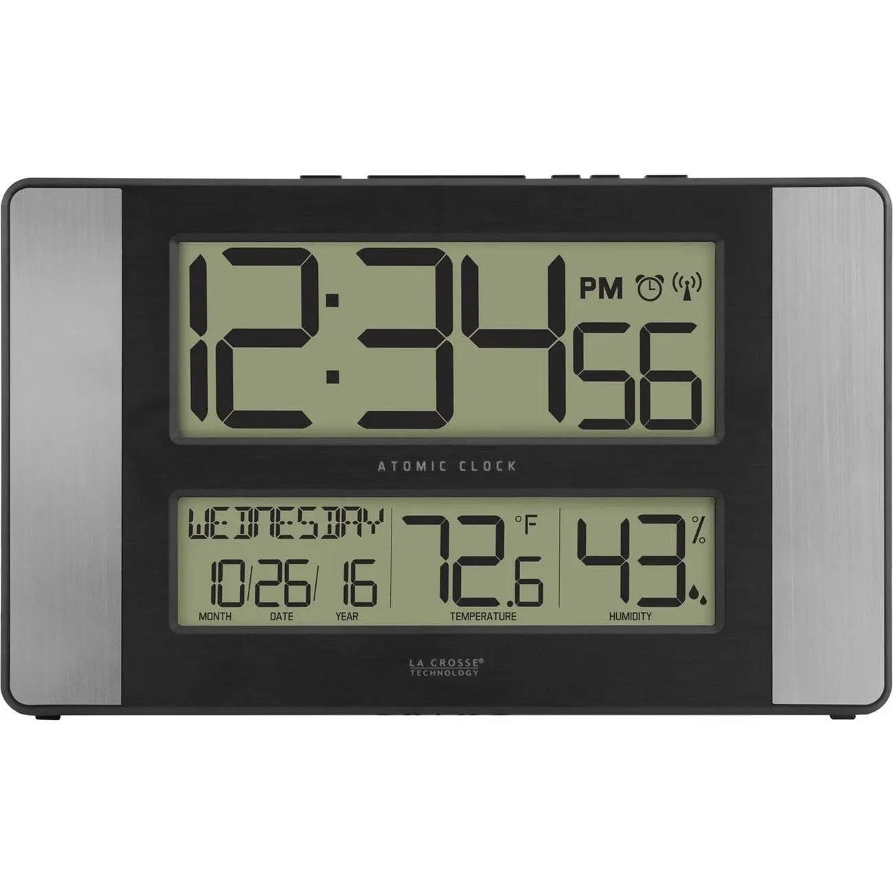 513-1417H-AL La Crosse Technology Atomic Digital Wall Clock IN Temperature/Hu<wbr/>mid