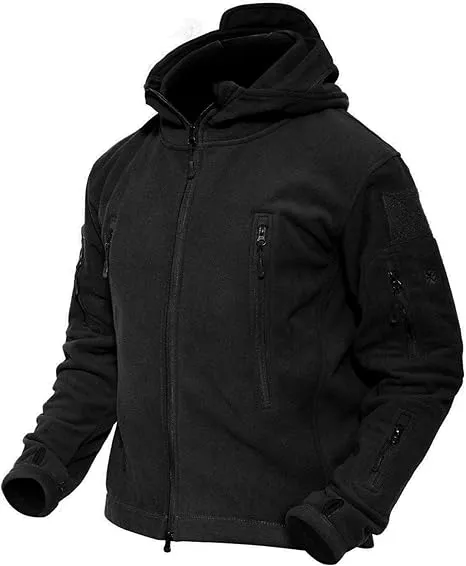 MAGCOMSEN Men's Hoodie Fleece Jacket 6 Zip-Pockets Warm Winter Jacket Military Tactical Jacket