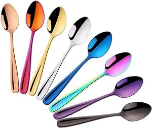 8 Pieces 18/10 Dessert Spoons Teaspoons Small Coffee Spoons Espresso Spoons, 5.5 Inch (multicolor)