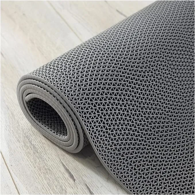 Drainage Floor Mat 3x16Ft Non Slip Commercial Kitchen Mats Pool Mat Bathroom Floor Mat 1/5'' Thick PVC Mesh Hollow Mat for Wet Area Kitchen Swimming Pool Bathroom Washroom Restaurant Garage Grey