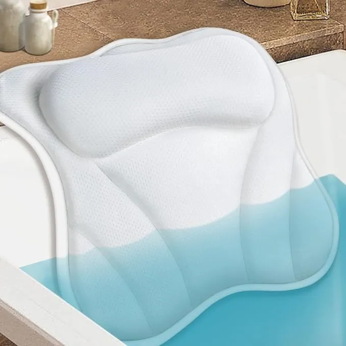 Bath Pillow for Tub Bathtub Pillow for Head and Neck 4D Air Mesh Spa Bath Tub Pillow Headrest with Non-Slip 6 Strong Suction Cups Luxury Bathtub Pillow Soaking Tub Bathroom Bath Gifts