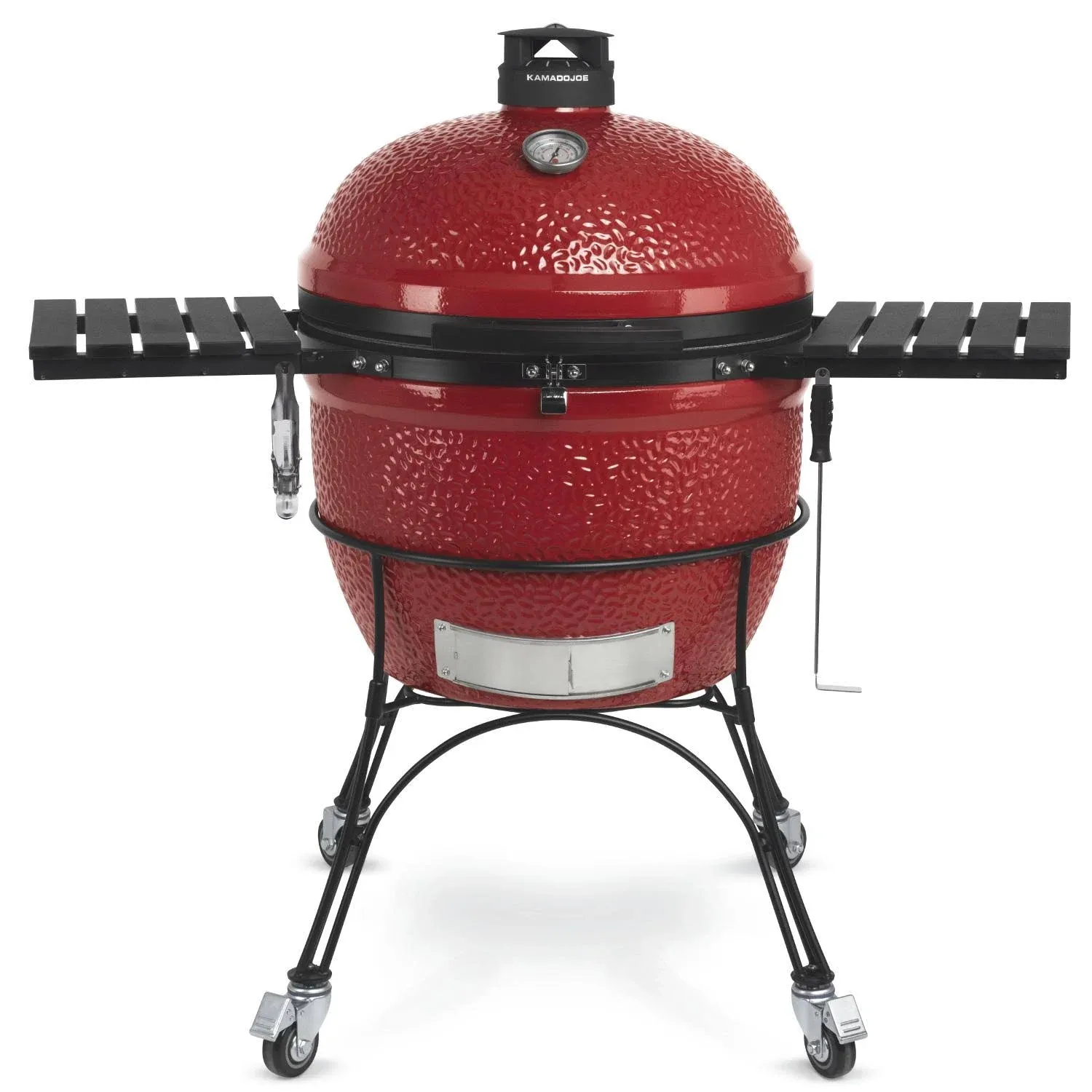 Kamado Joe Big Joe II 24 in. Charcoal Grill in Red with Cart, Side Shelves, Grill Gripper, and Ash Tool