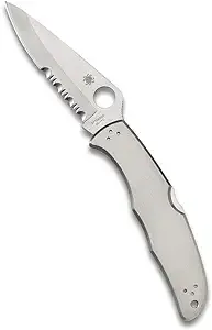 Spyderco Endura 4 Folding Knife 3.875" Satin Combo Blade, Stainless Steel Handles, Lockback - C10PS