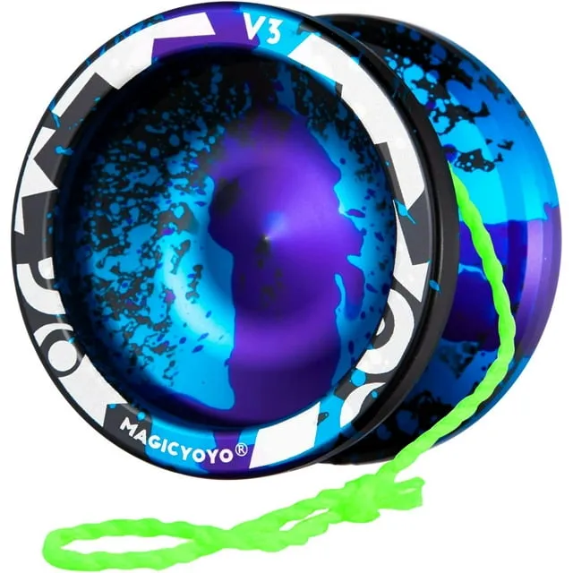 Magicyoyo Professional Responsive Yoyo V3 Black Blue Purple, Dual Purpose Metal Yoyo for Beginner