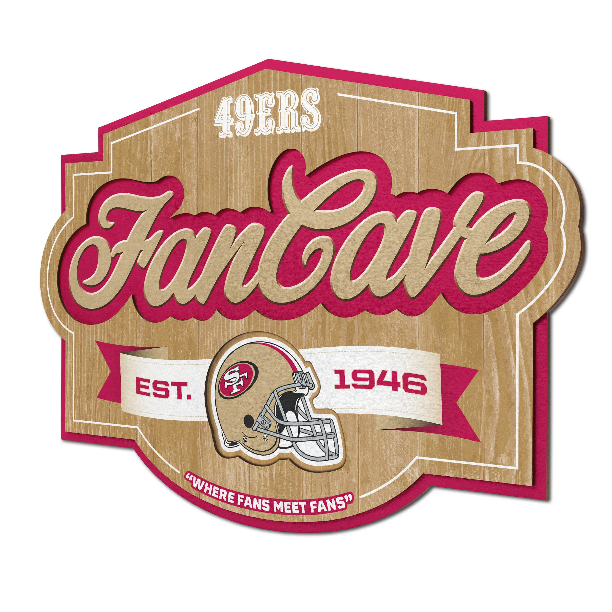 Sportula San Francisco 49ers Youthefan Nfl San Francisco 49Ers Fan Cave Sign Youthefan Floater Frame 12.5-in H x 17-in W Sports 3D Art