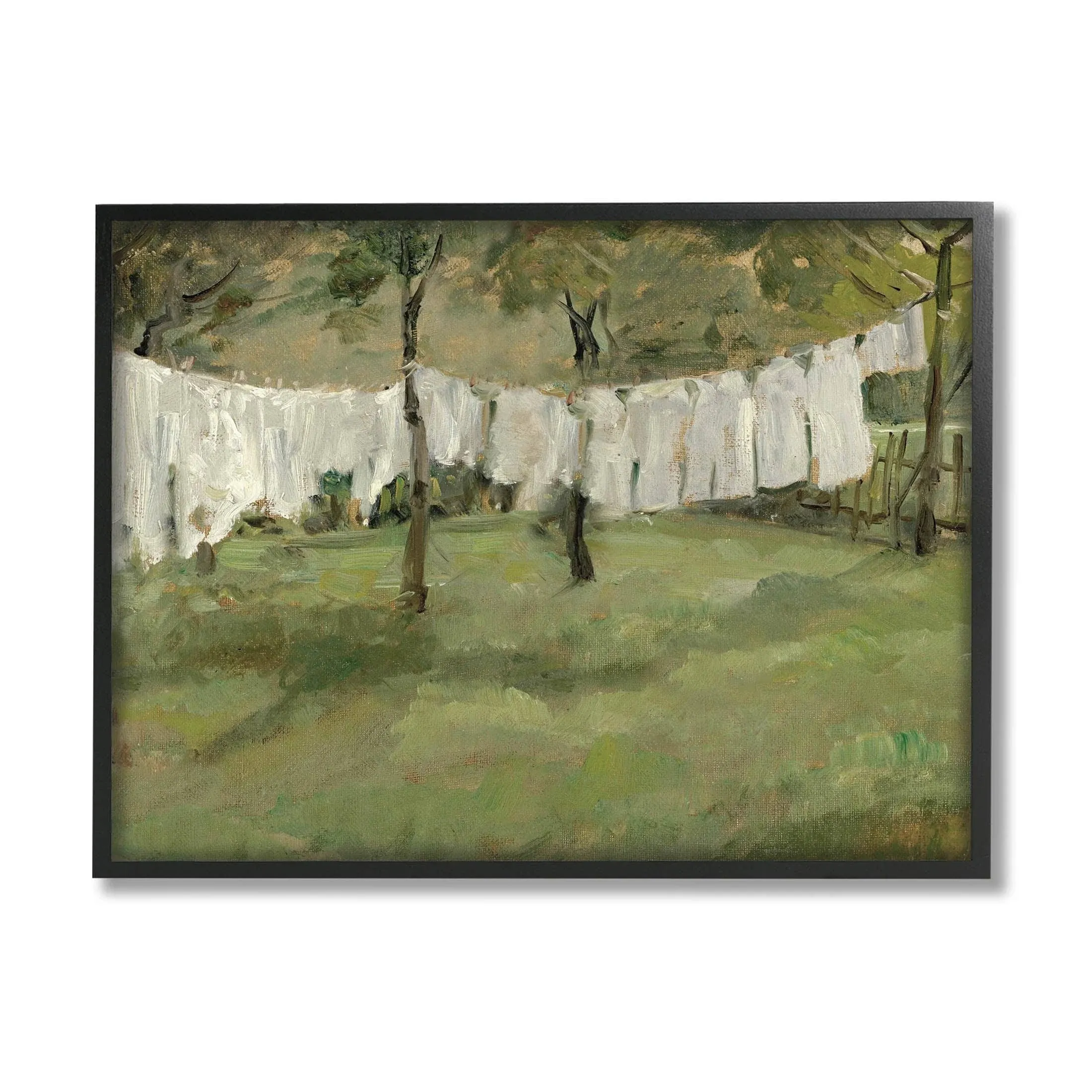 Stupell Industries Soothing Yard Clothesline Scene Wood Wall Art, Design by Lettered and Lined