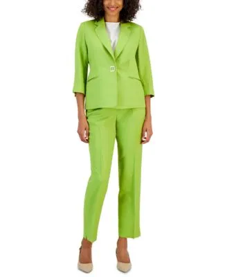 Women's Linen-Blend Jacket & Elastic-Back Pants