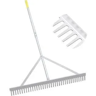 Landscape Rake 36'', Aluminum Rake with Lightweight 69'' Handle, Landscaping Rake Tool for Lawn Care, Lake and Beach