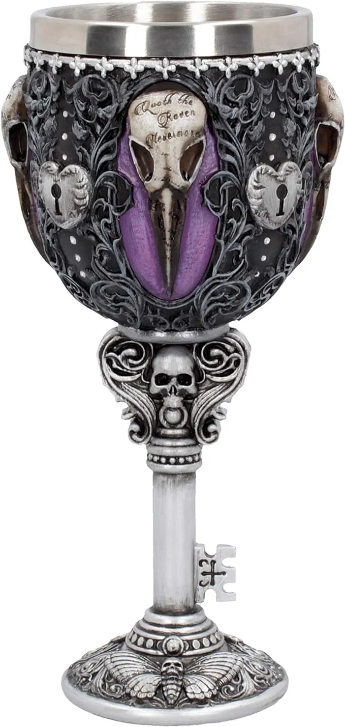 Nemesis Now B4725P9 Edgars Raven Goblet 18cm, Resin w. Stainless Steel