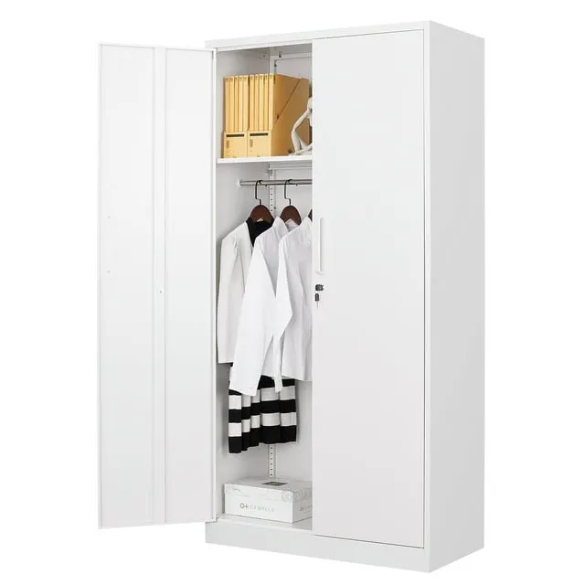 Fesbos Metal Storage Cabinets Lockers with Lock Door, 72'' Clothing Coat Steel Storage Freestanding Wardrobe for Office, Home, School, Employee,Gym,Fire Department