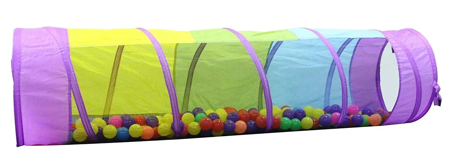 Kiddey Multicolored Play Tunnel for Kids (6’) – Crawl and Explore Tent, with See Through Mesh Sides, Promotes Healthy Fitness, Early Learning, and Muscle Development – Balls NOT Included (2 Pack)