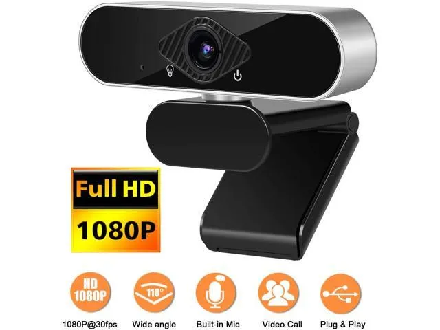 HD Webcam with Microphone, easyday 1080P Streaming Computer Web Camera with 120-Degree Wide View Angle, USB PC Webcam for Video Calling Recording.