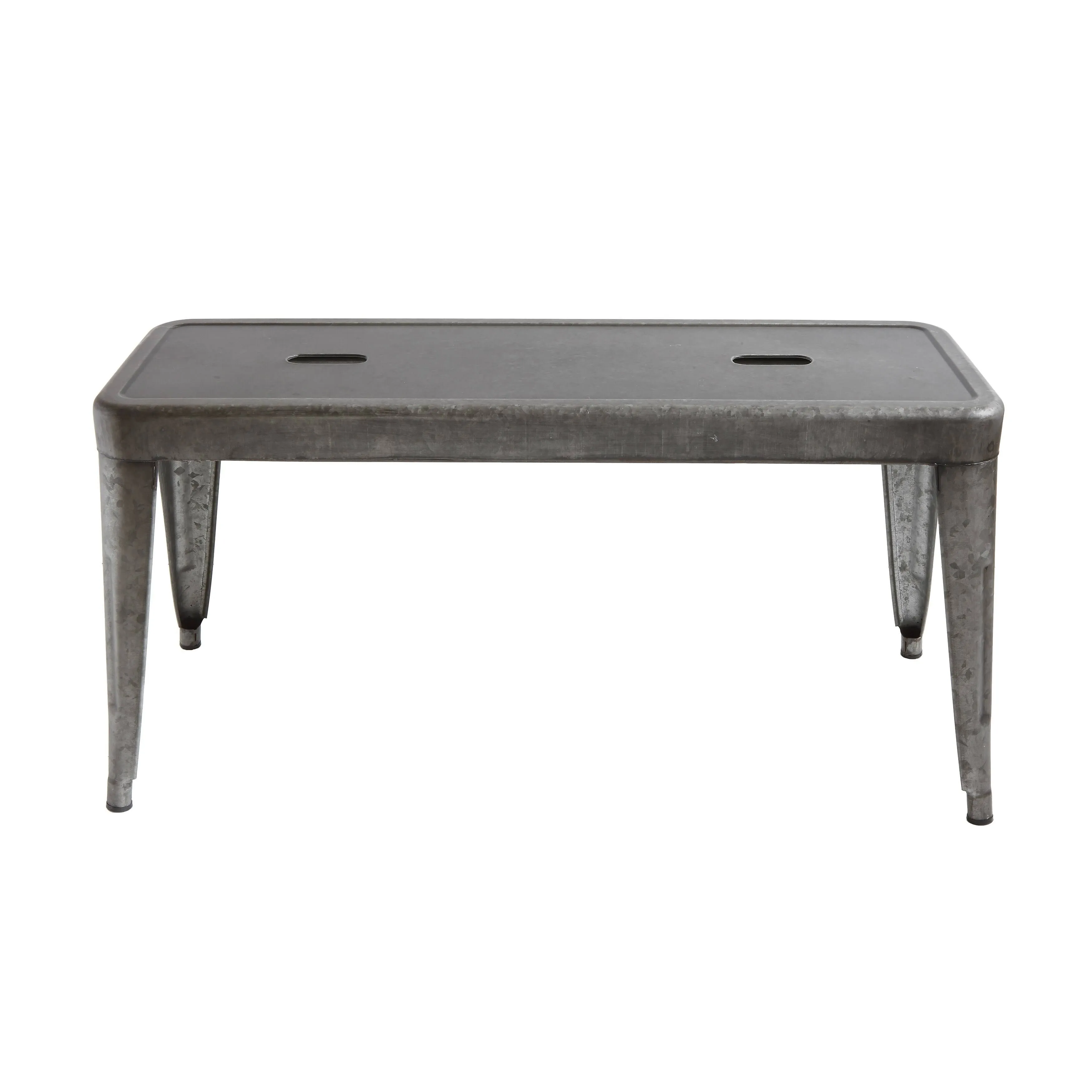 Creative Co-Op Grey & Brown Galvanized Metal Bench