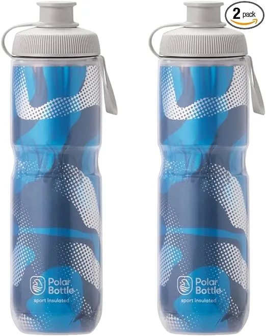 Polar Bottle 24 oz Sport Insulated Clean Cover Bottle 2-Pack Nimbus Storm/Charcoal