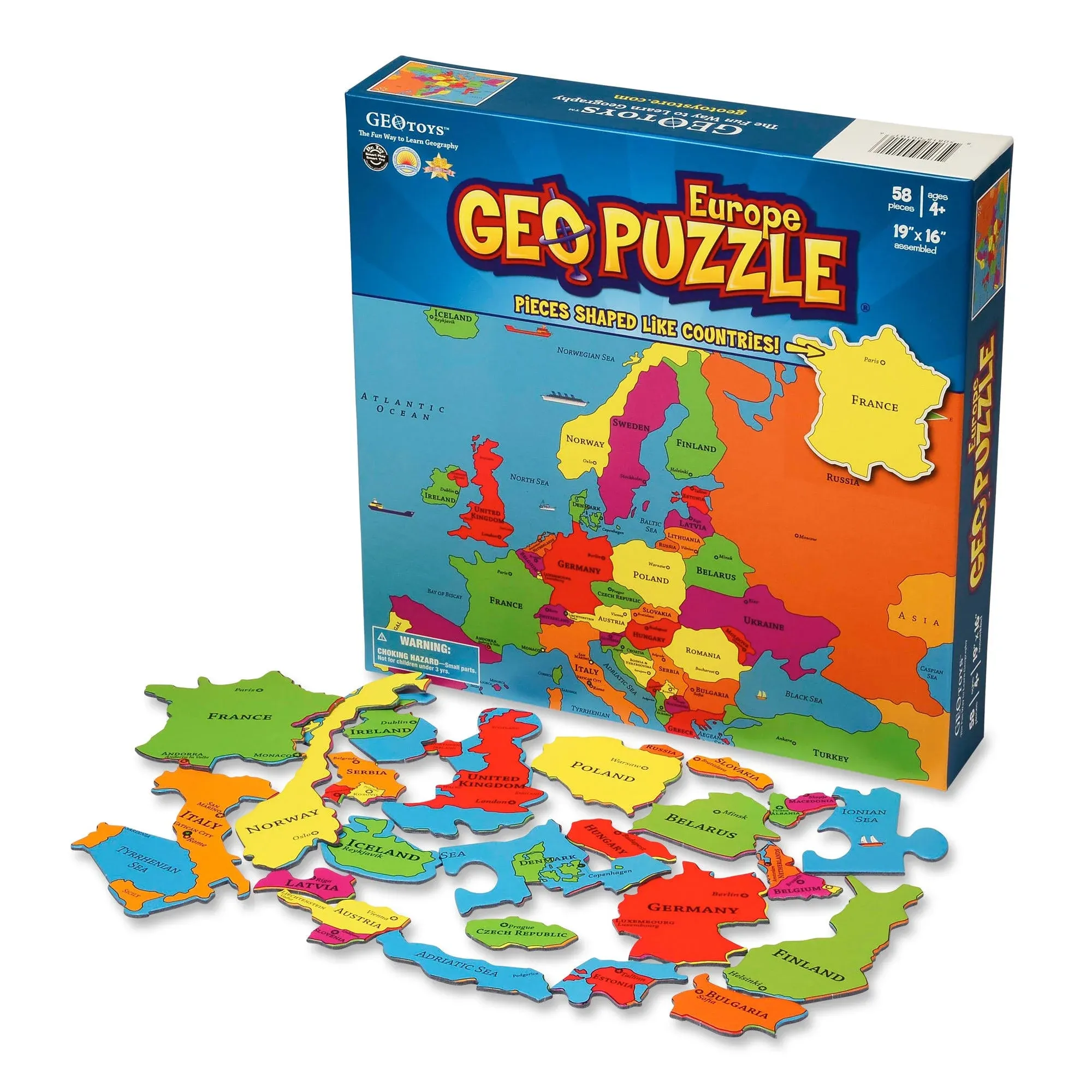 GEOToys Europe Geo Puzzle 58 Pieces Geography Map 19&#034; x 16 NEW Sealed Homeschool