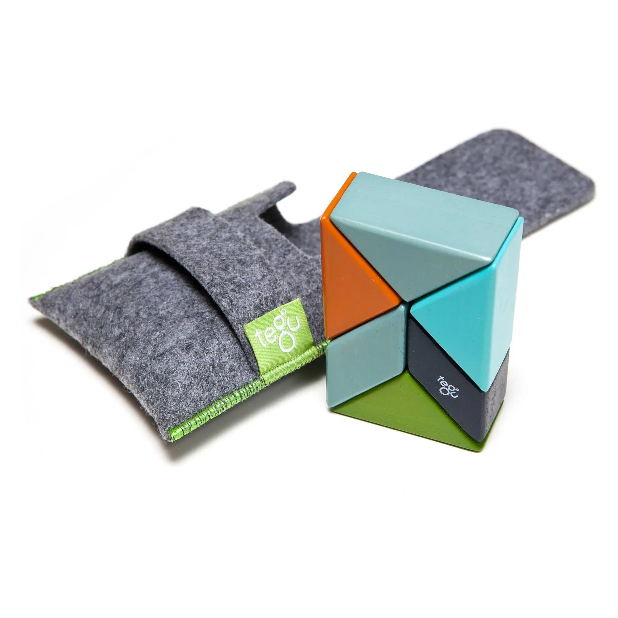 6 Piece Tegu Pocket Pouch Prism Magnetic Wooden Block Set, Nelson