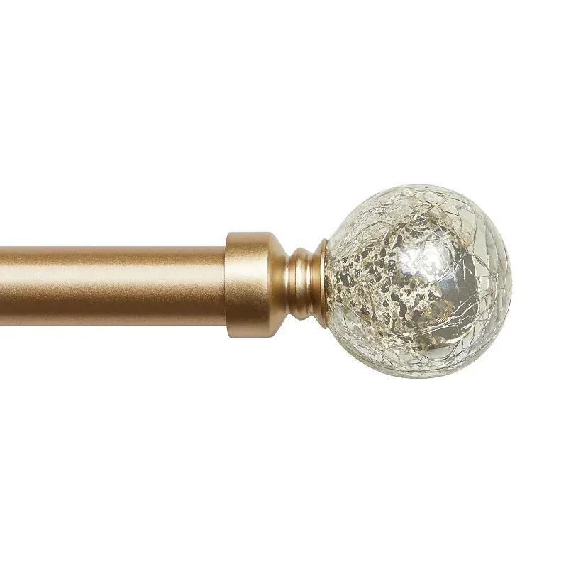 Exclusive Home Silver Aged Sphere 1" Curtain Rod and Coordinating Finial Set, Matte Silver, Adjustable 36"-72"