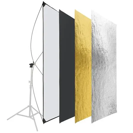 Glow Light Reflector Panel for Photo Studio Photography 35 x 70 with Stand Bracket Rotating Rod Adapter, Aluminum Rods, Carry Bag