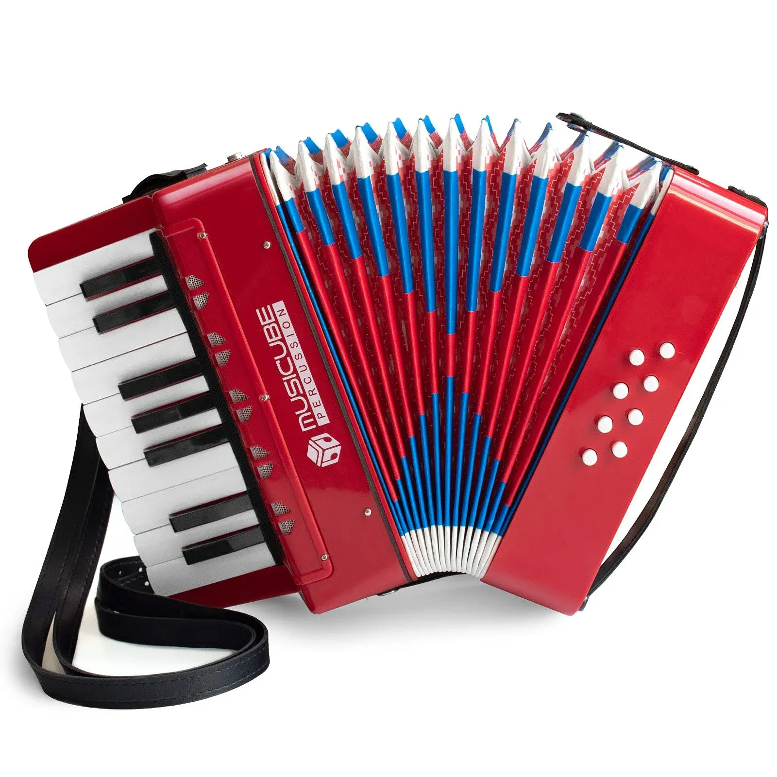 MUSICUBE Accordion Instrument for Kids 17 Keys 8 Bass Accordion with Straps for Beginners Adults Student Educational Musical Instrument Toy for Boys Girls Aged 3+ Gift Choice (RED)