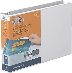 QuickFit Landscape Spreadsheet Round Ring View Binder, 3 Rings, 1.5" Capacity, 11 x 8.5, White - Stride 97120