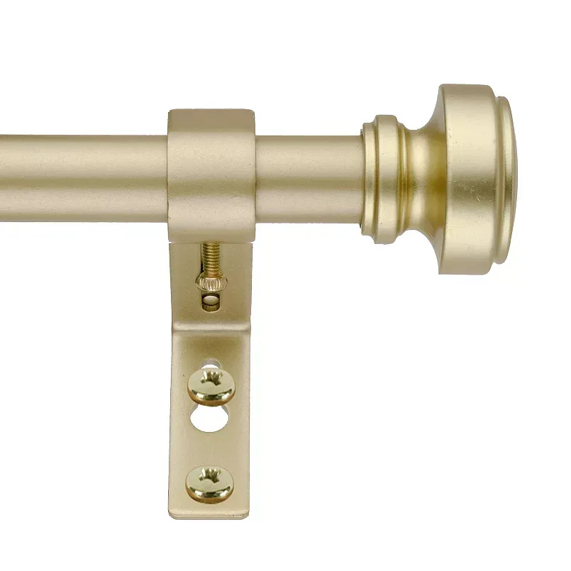 Decopolitan 3/4" Knob Curtain Rod, 72 to 144 Inches, Antique Brass