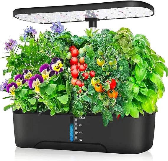 Large Tank Hydroponics Growing System 12 Pods, Herb Garden Kit Indoor with Grow Lights, Plants Germination Kit with Quiet Water Pump, Auto Timer, Height Adjustable to 20", Gardening Gifts Home Decor