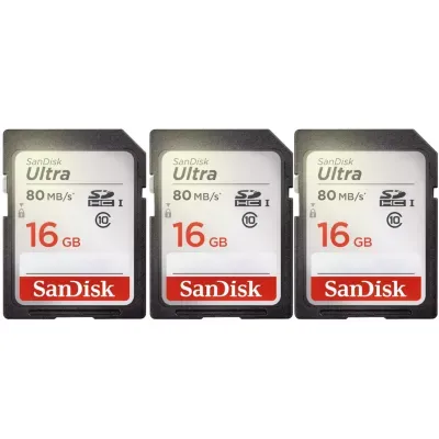 3 Units Sandisk Ultra 16Gb Class 10 Sdhc Uhs-I Memory Card Sdsdunc-016G-Gn6In