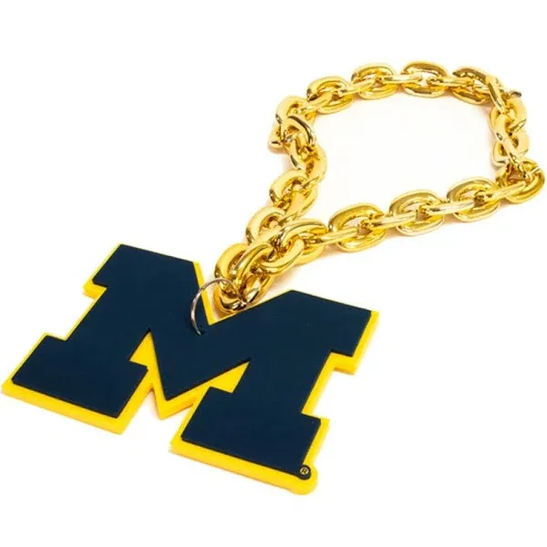 Michigan Wolverines Touchdown Fan Chain 10 Inch 3D Foam Gold Necklace