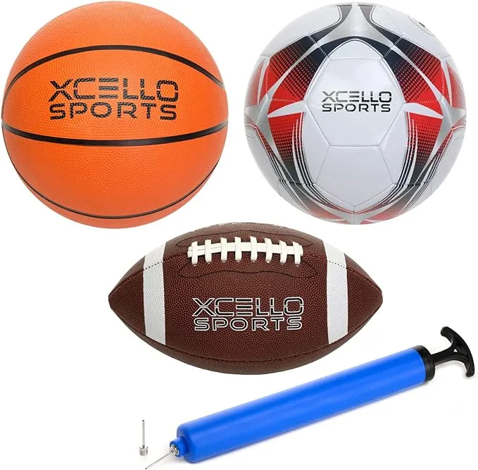 Xcello Sports Multisport 3-Ball Assortment Set, Assorted Colors (XS-SB-BB-JRFB-3)