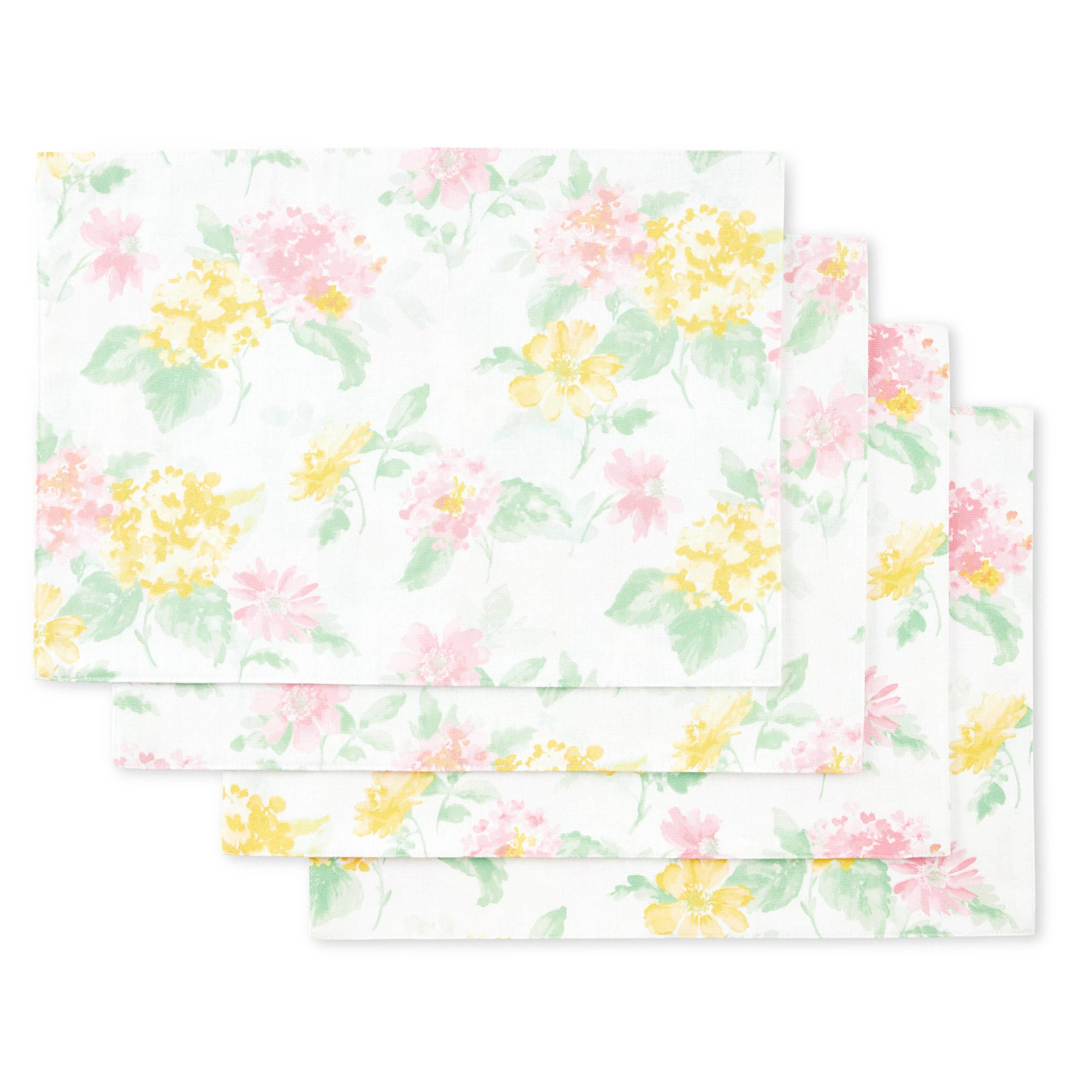 Martha Stewart Amber Floral Placemat Set 4-Pack, Yellow/Coral, 13"x17.5"