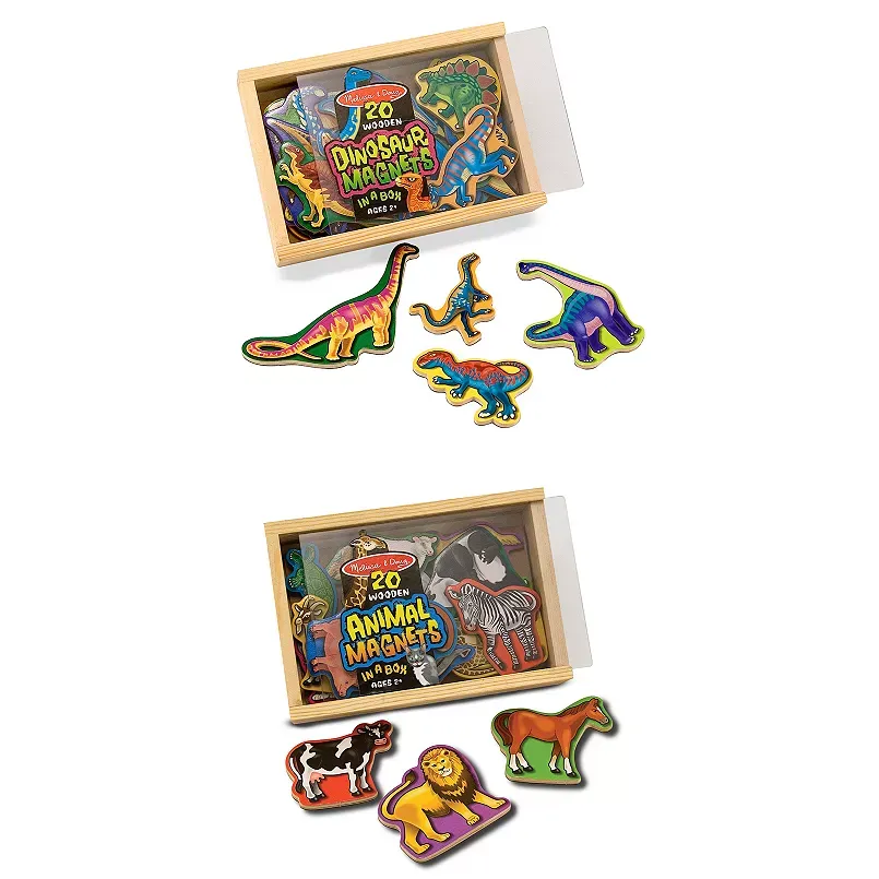 Melissa & Doug Animals and Dinosaurs Wooden Magnets Set