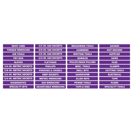 Toolbox Organizational Magnetic Labels Advanced Set by DCM Solutions (Purple 0.5 H x 4.5 W)