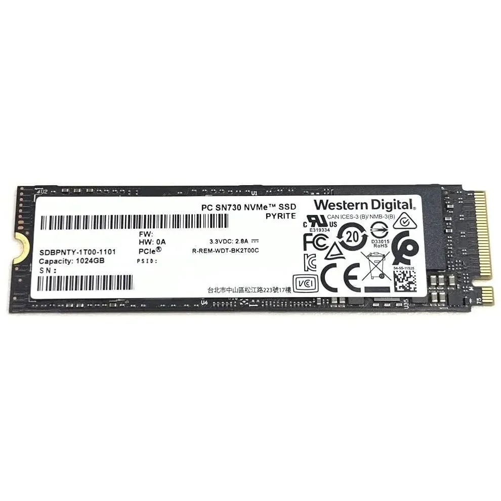 SDBPNTY-1T00-1012 Western Digital PC SN730 Series 1TB PCI Express NVMe 3.0 x4 M.2 2280 Solid State Drive