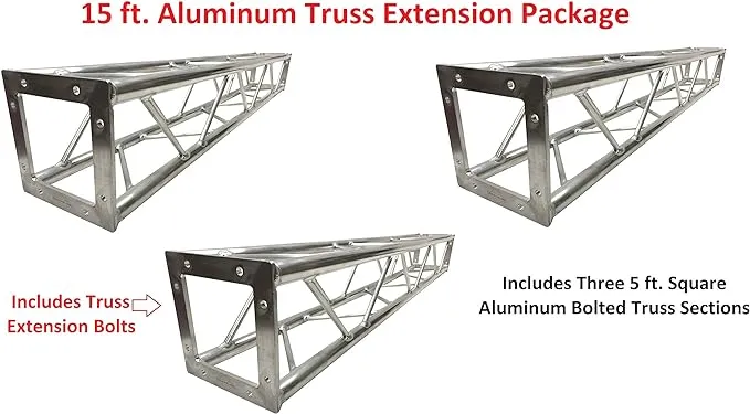 3x 5ft Lighting Square Aluminum Bolted Truss 15&#039; span Stand Universal DJ 5&#039; NEW 