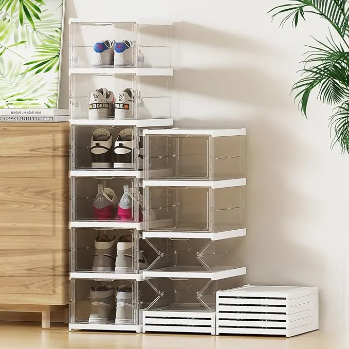 Clear Stackable Shoe Storage Boxes, No Assembly - 6 Tier, Transparent 