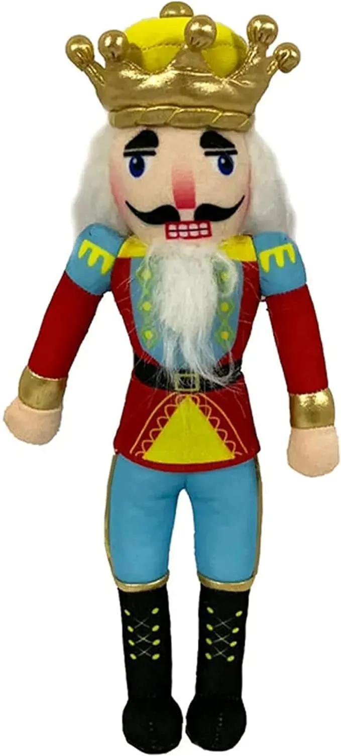 Nutcracker Ballet Gifts, Plush Nutcracker Doll, King Christmas Ornaments, Soft Figure Decoration with Traditional Red, Blue and Gold Uniform for Holiday Home Decor, Ideal Xmas Ornament, 14 Inch