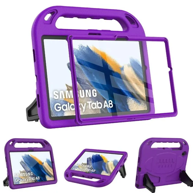 SUPNICE Kids Case with Built-in Screen Protector for Samsung Galaxy Tab A8 10.5 2022 (Model SM-X200/X205/X207) Shockproof Handle Stand Protective Case for Samsung Tab A8 10.5 Inch 2022 Purple