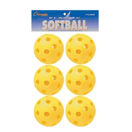 Champion Sports 12" Hollow Plastic Softball Set - Athletic Softball Equipment - Practice Softballs Plastic Hollow - Regulation Size Balls - Fun for All Ages