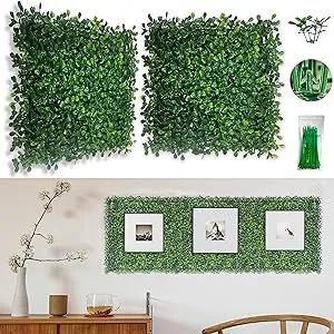 Bybeton Artificial Boxwood Grass Wall Panels - 10"x 10"(10Pcs) Faux Green Wall Panels for Interior Wall - Backdrop Wall - Garden Wall - Indoor Outdoor Wall Plants Decor