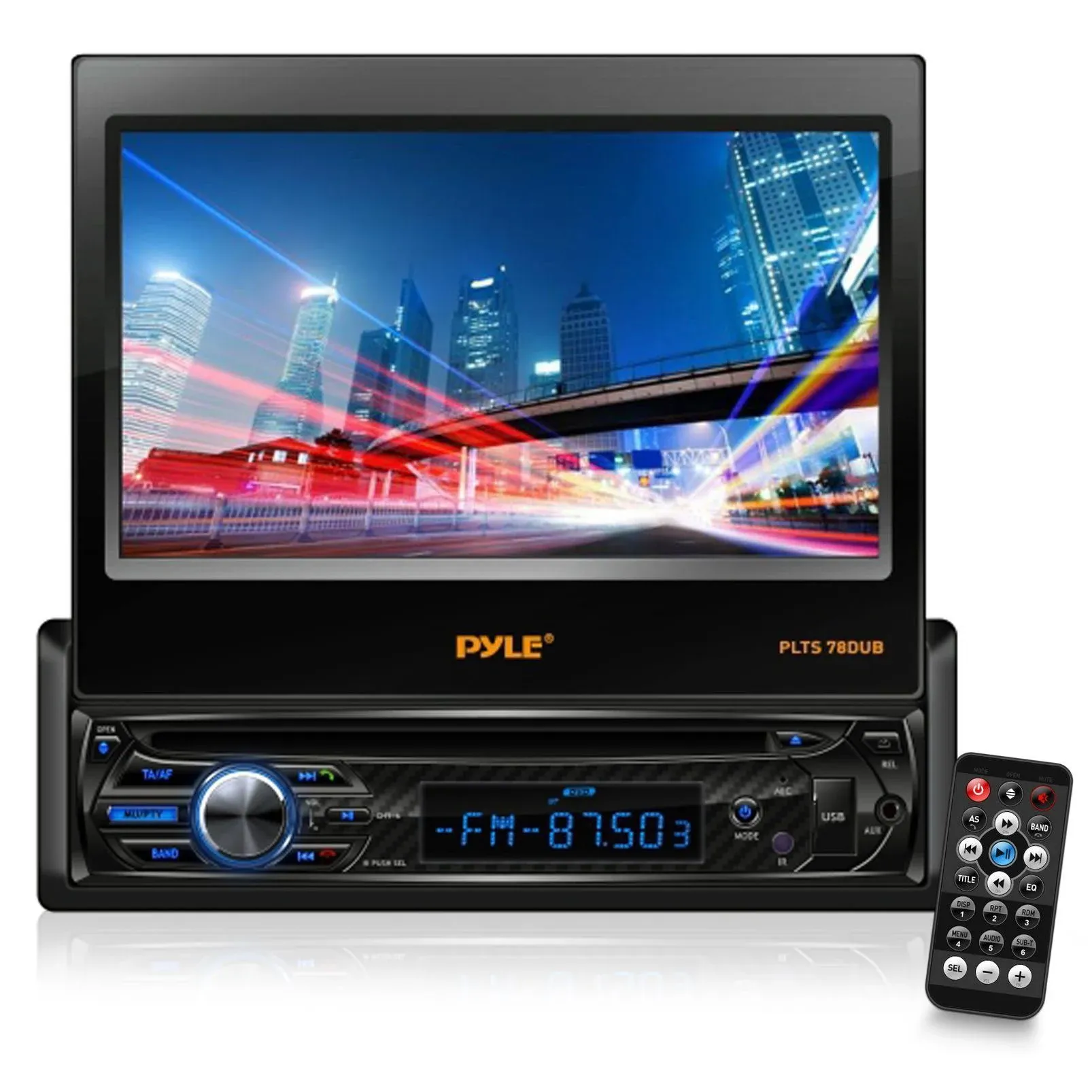 Pyle Single DIN Head Unit Receiver - In-Dash Car Stereo with 7” Multi-Color Touchscreen Display - Audio Video System with Bluetooth for Wireless Music Streaming & Hands-free Calling - BLACK