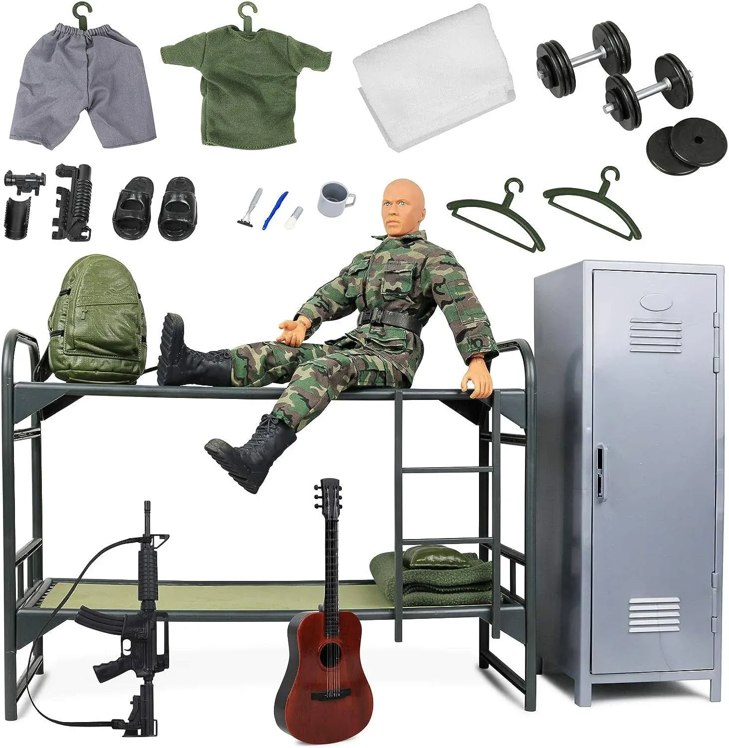 Click N' Play Military Camp Bunk House Life 12" Action Figure Play Set with ...