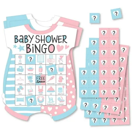 Big Dot of Happiness Baby Gender Reveal Picture Bingo Cards and Markers