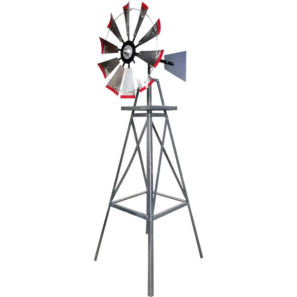 Scott Windmills 8-Foot Tall Windmill w/Plain Tail and Metal Stand