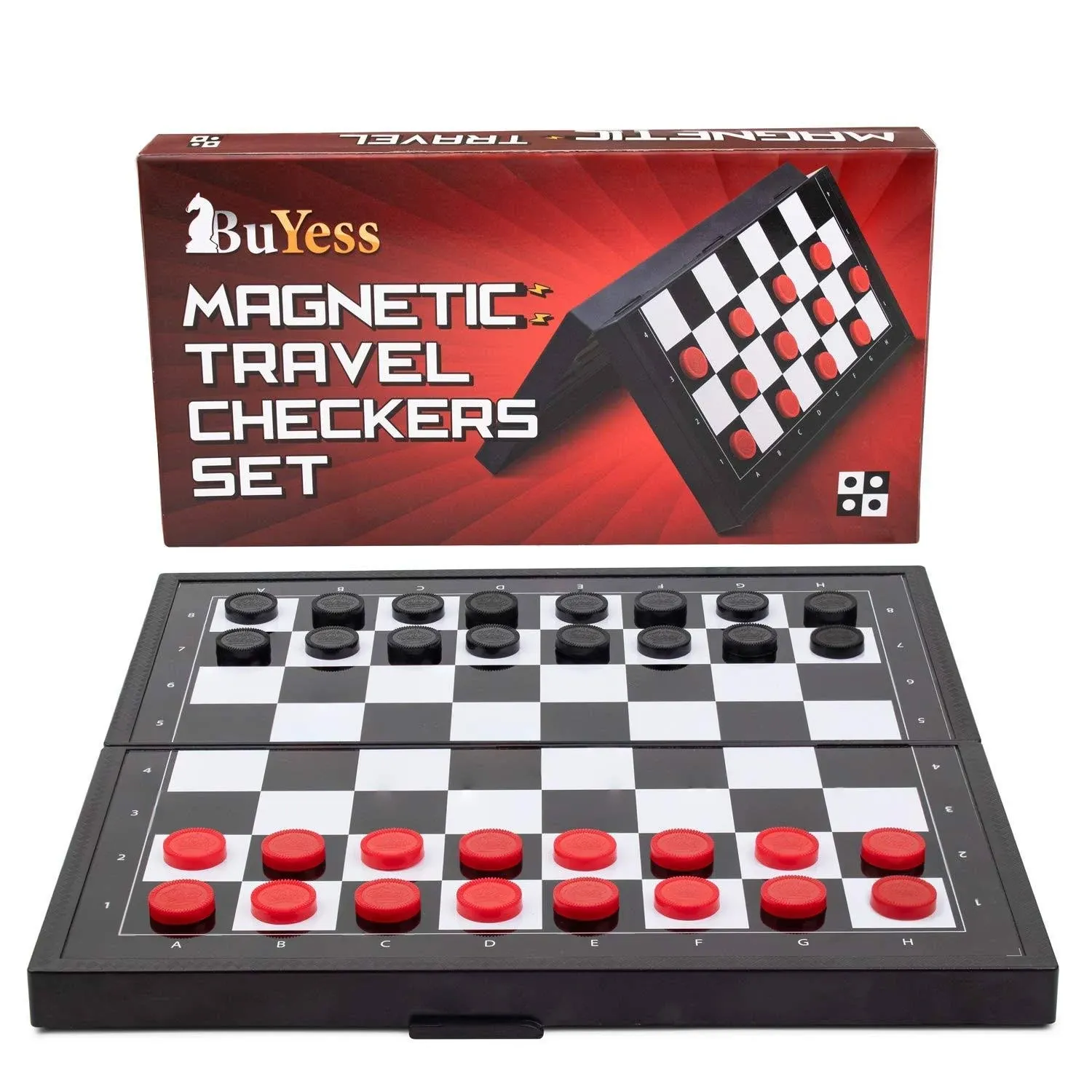 Magnetic Checkers Board Game and Magnetic Checker Pieces, 9.8 X 9.8 Inches Mini 