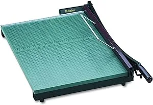 Martin Yale 724 Premier StackCut Heavy-Duty Trimmer, Green, Table Size 18-1/2" x 24", Permanent 1/2" Grid and Dual English and Metric Rulers, Ergonomic Soft-grip Handle