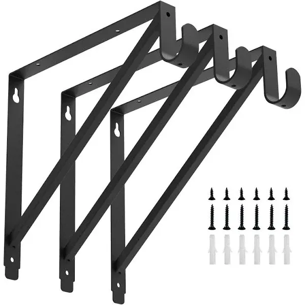 (3) Heavy Duty Closet Rod &amp; Shelf Brackets Clothes Hanger Pole Support Bracket