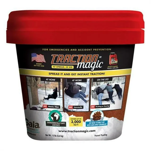 Quick Application All Terrain Natural Ice and Snow Melt Granule Crystals for Sidewalks, Driveways, and Parking Lots, 15 Pound Bucket